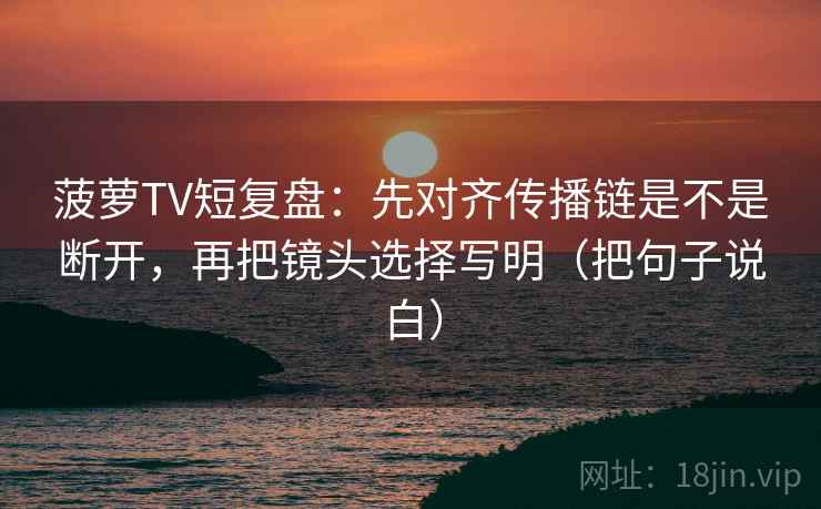 菠萝TV短复盘:先对齐传播链是不是断开,再把镜头选择写明(把句子说白) 菠萝TV短复盘:先对齐传播链是不是断开,再把镜头选择写明(把句子说白)